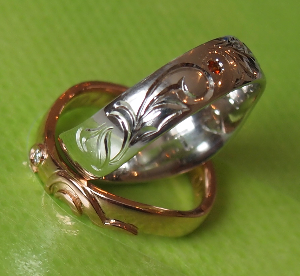 夏のハワイアンジュエリーのデザインの結婚指輪(マリッジリング)集(5)